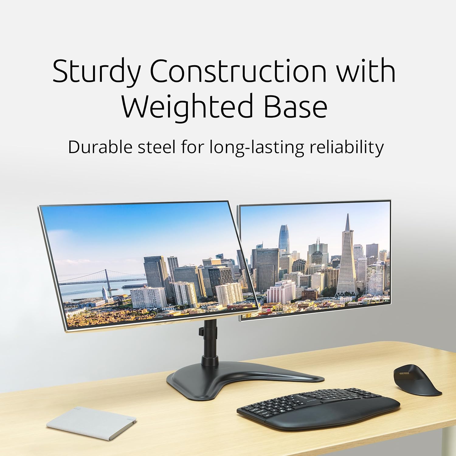 Kensington SmartFit Ergo Freestanding Dual Monitor Stand for 2 Screens Up To 27 Inch 22lbs, Quick-release Handle
