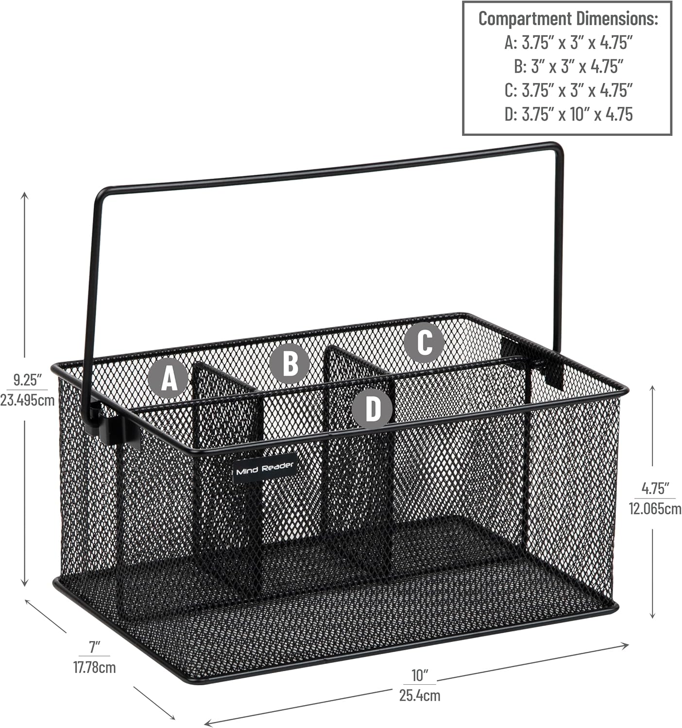 Mind Reader Utensil Holder, Silverware Organizer Caddy, Metal Mesh, 10L x 7W x 4.75H