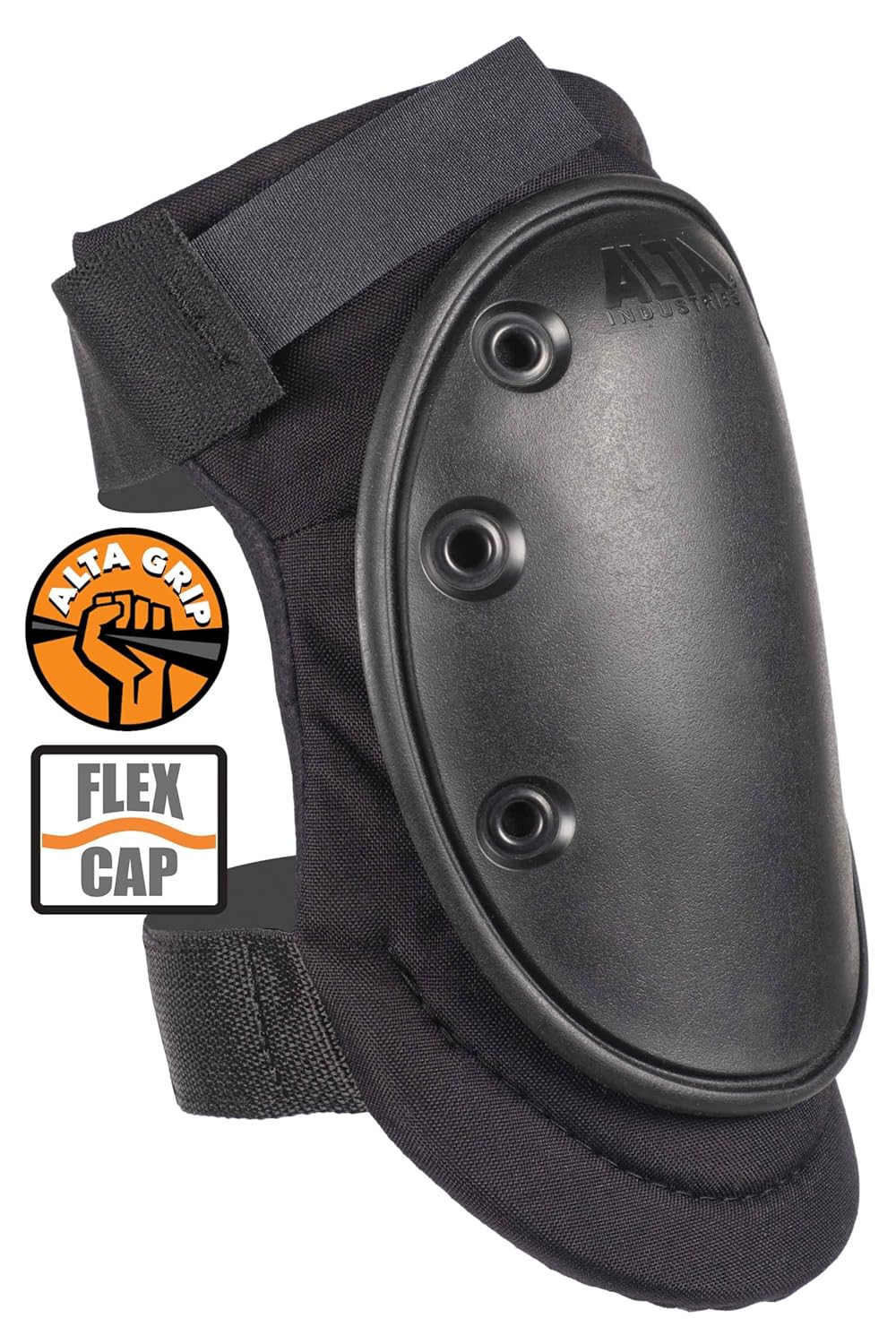 ALTA 50410 AltaFLEX Knee Pads with AltaGrip Fastening, Black Flexible Long Cap, Black