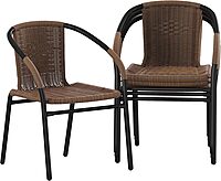 Flash Furniture Lila Rattan Stackable Indoor/Outdoor Dining Chairs