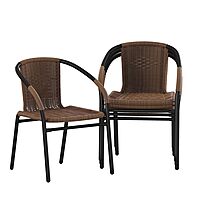 Flash Furniture Lila Rattan Stackable Indoor/Outdoor Dining Chairs