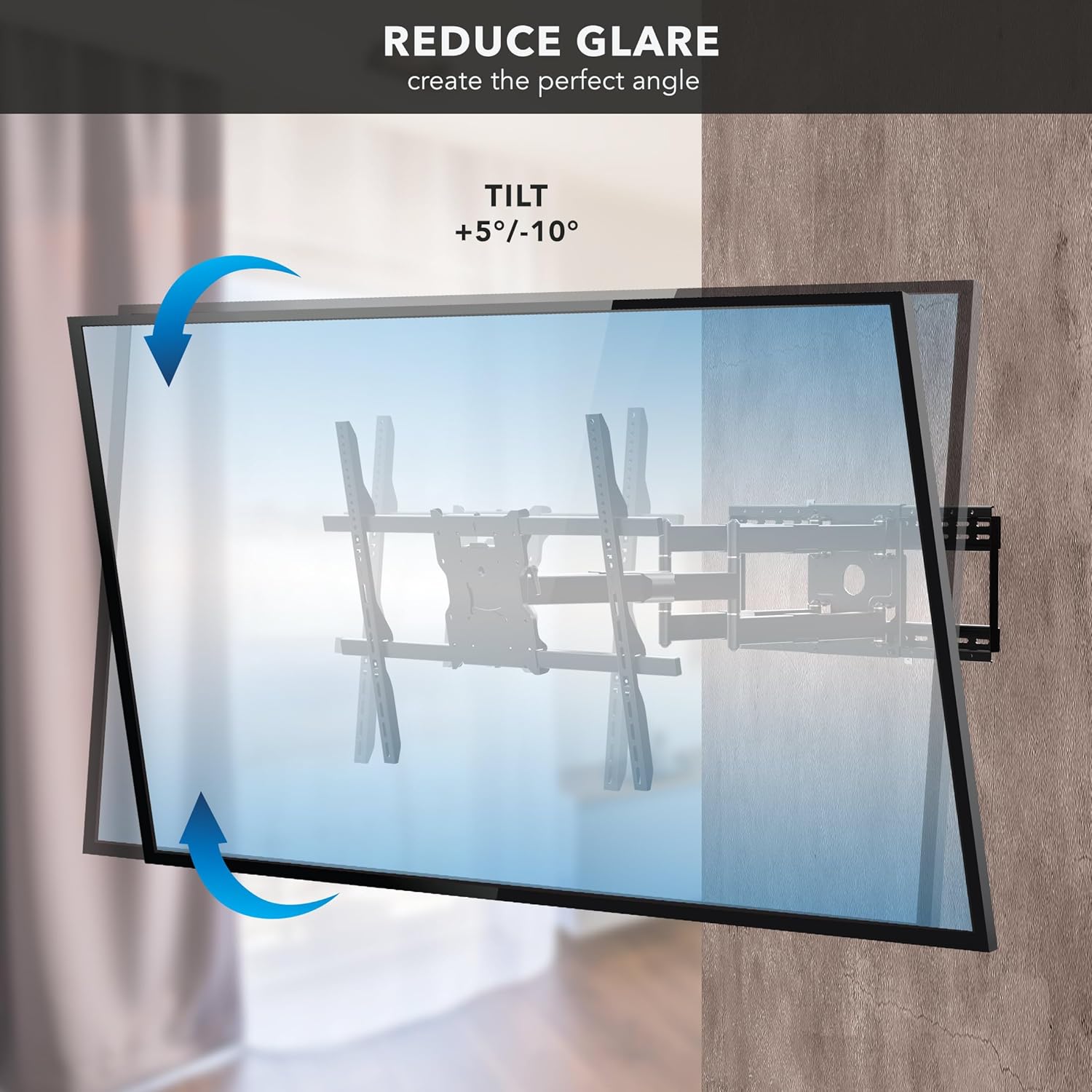 Mount-It! Full Motion TV Wall Mount with 39 Inch Long Extension Arms - 275 Lbs Capacity Heavy Duty Dual Arm TV Mount | Large