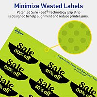 Avery Printable Oval Scalloped Labels, Sure Feed Technology, 1-1/8" x 2-1/4", Bright Green Labels, Print-to-The-Edge, Laser/Inkjet Printable, 210 Total, Great for Candles and Jars 210 labels