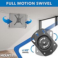 Mount-It! Flip Down TV Mount | Folding Ceiling TV Mount for 23 to 55 Inch | Heavy-Duty Bracket for Roof and Slanted Walls | Universal VESA fits up to 400x400mm, Height Adjustable 44 Lbs Capacity Black