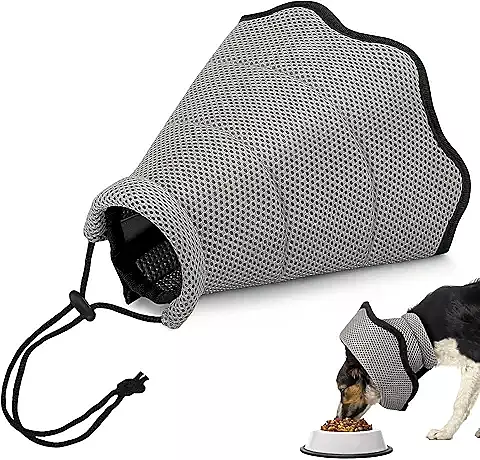 ZYHSLZ Collar Isabelino para Perros Suave y Ajustable, Cono Recuperación Postquirúrgico con Malla Transpirable, Evita Lameduras, Protege Heridas, para Mascotas Pequeñas, Medianas y Grandes (Gris, M)