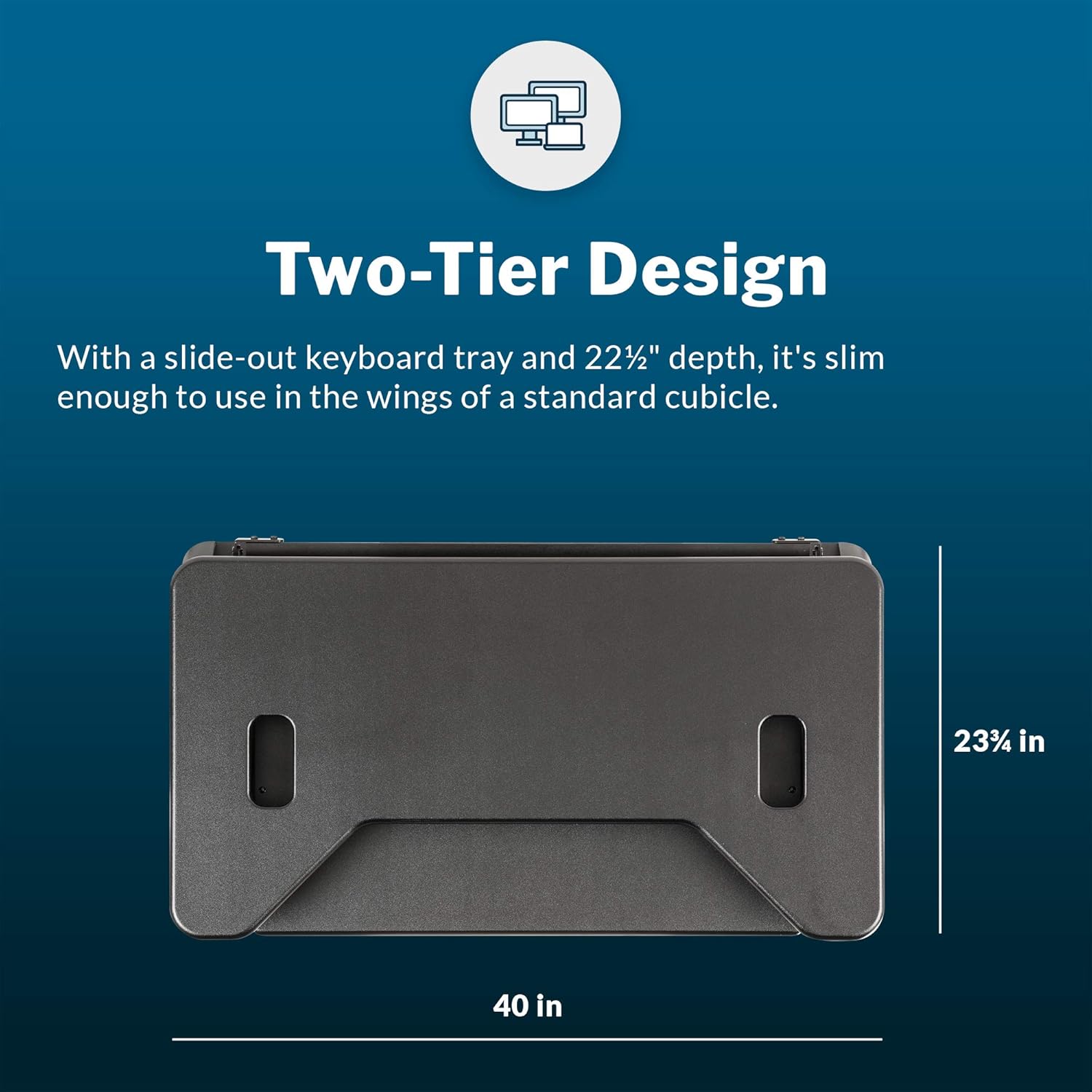 Vari VariDesk Cube Plus 40 - Two-Tier Cubicle Standing Desk Converter for Dual Monitors