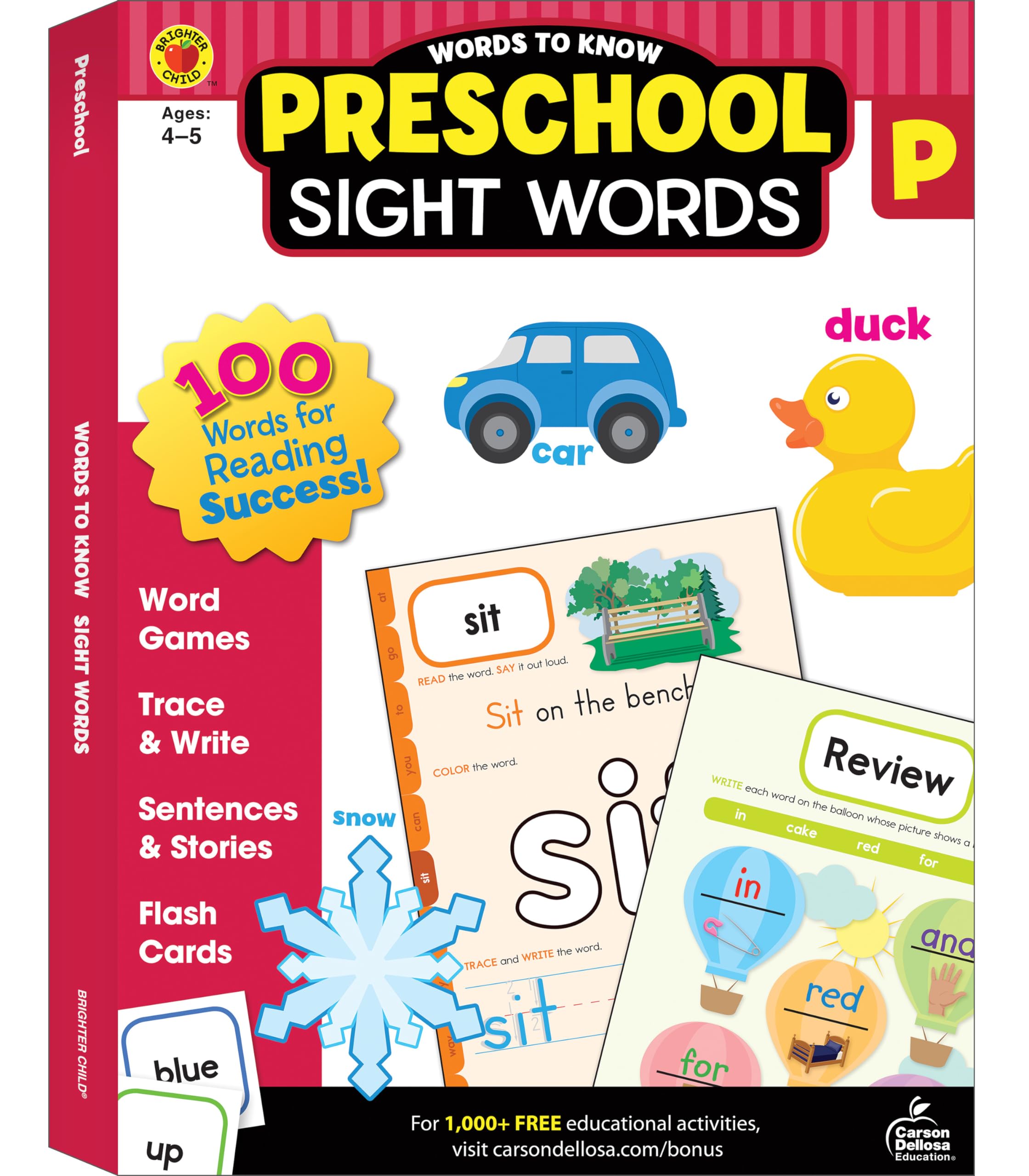 Words to Know Sight Words Preschool Workbook—Reading Activities, Games, Puzzles, Flash Cards