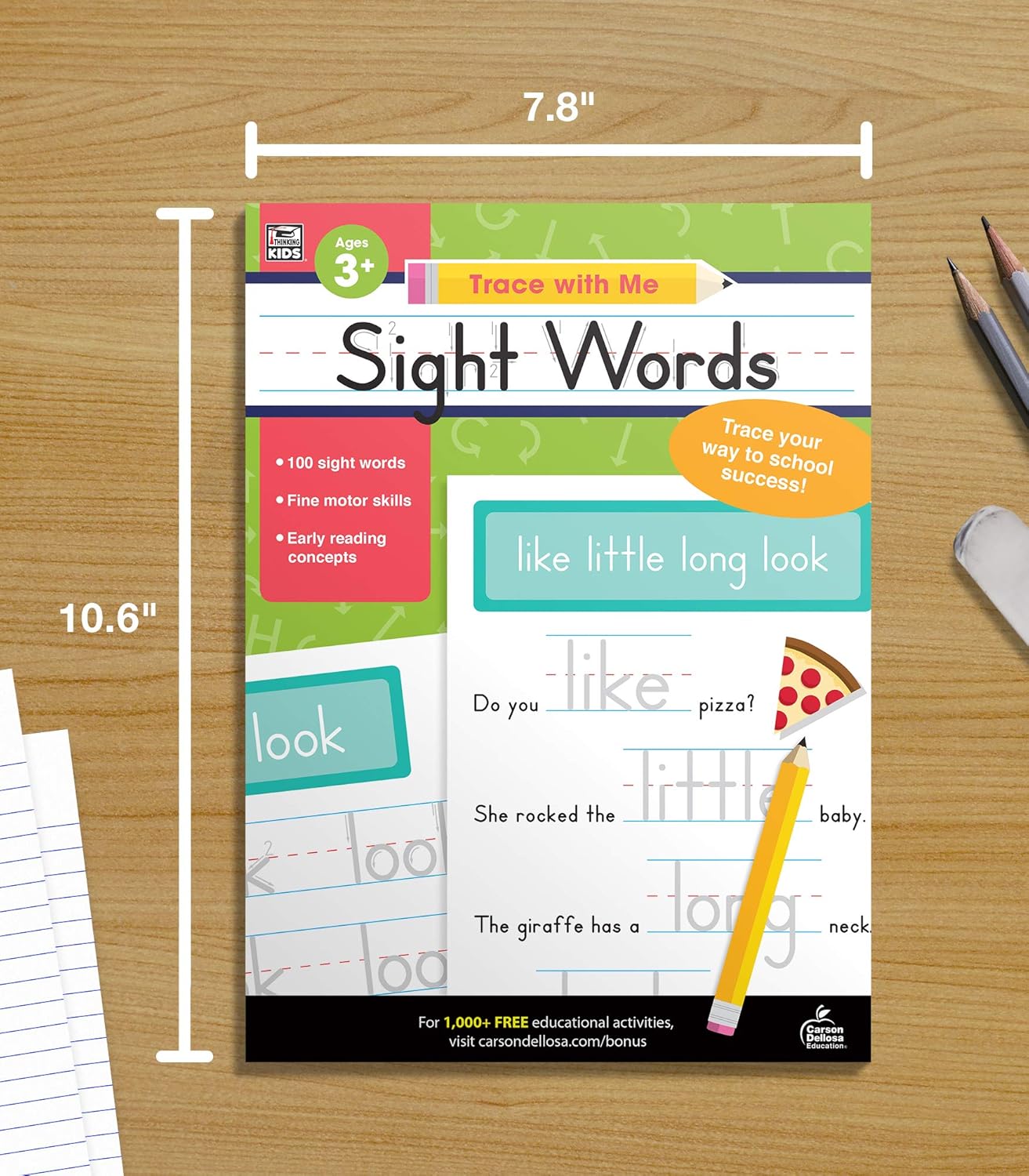 Carson Dellosa Trace With Me: Sight Words Handwriting Workbook for Kids Ages 3