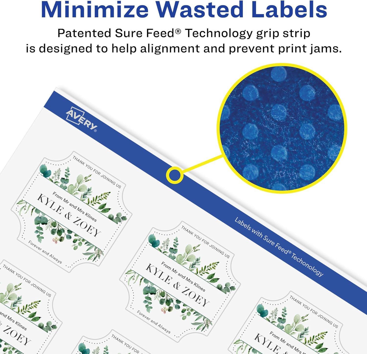 Avery Matte White Removable Square Scalloped Labels, Sure Feed Technology, Print-to-The-Edge, 1-5/8" x 1-5/8"