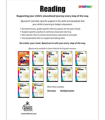 Spectrum Reading Comprehension Grade 3 Workbook, Ages 8 to 9, Third Grade Reading Comprehension Workbook