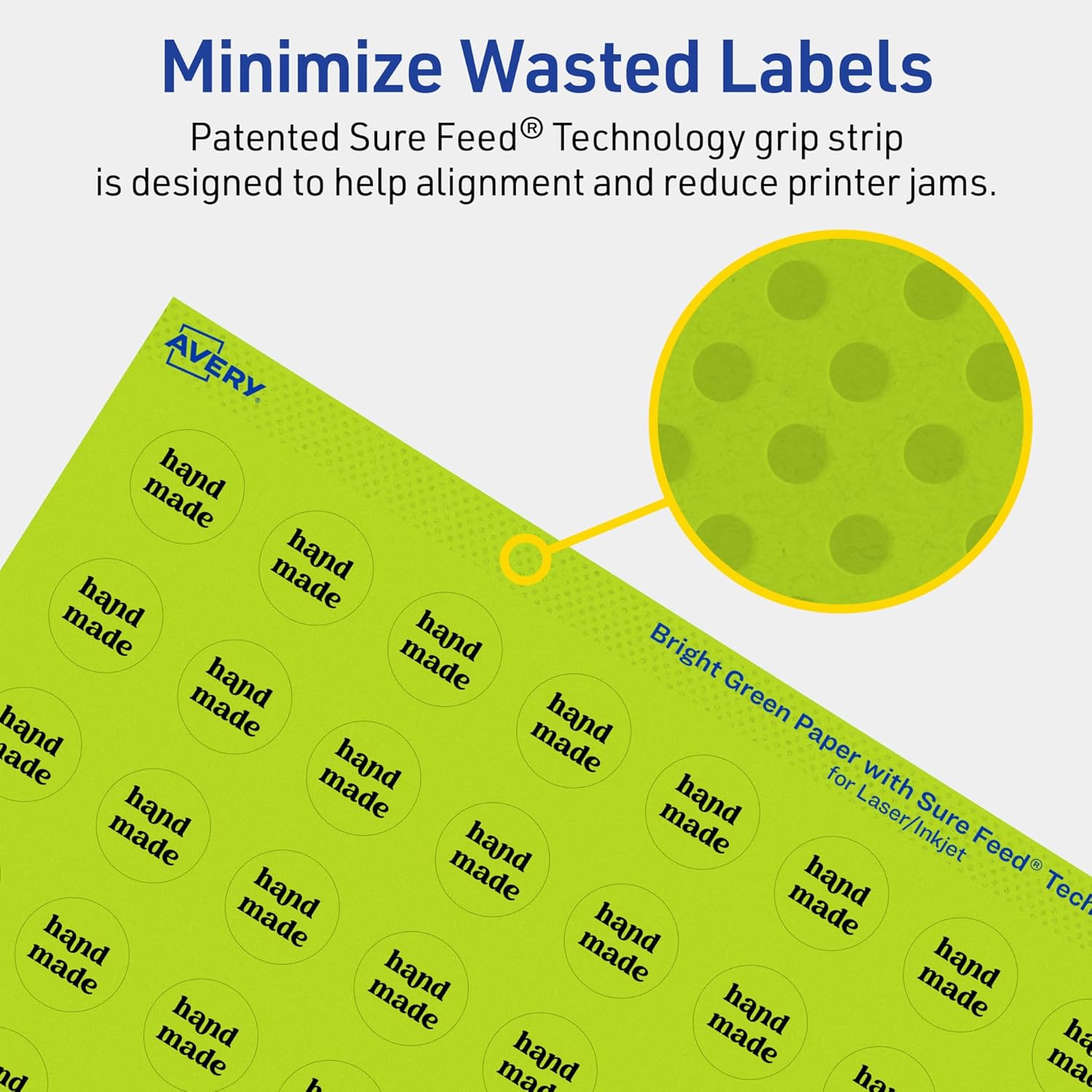 Avery Printable Round Labels, Sure Feed Technology, 3/4 in Diameter, Bright Green, Print-to-the-Edge, Laser/Inkjet