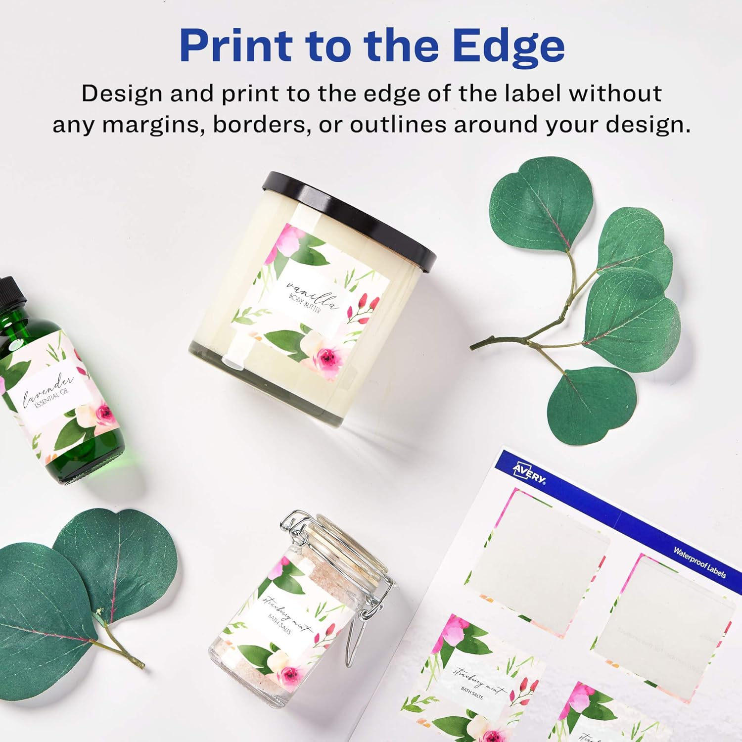 Avery Glossy Permanent Square Labels with Sure Feed, 2in x 2in, White