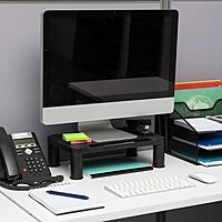 Mind Reader Monitor Stand, Height Adjustable, Laptop, Computer, Riser, Office, 15"L x 9.5"W x 4.25"H, Set of 2, Black 4 Leg-2 Pack