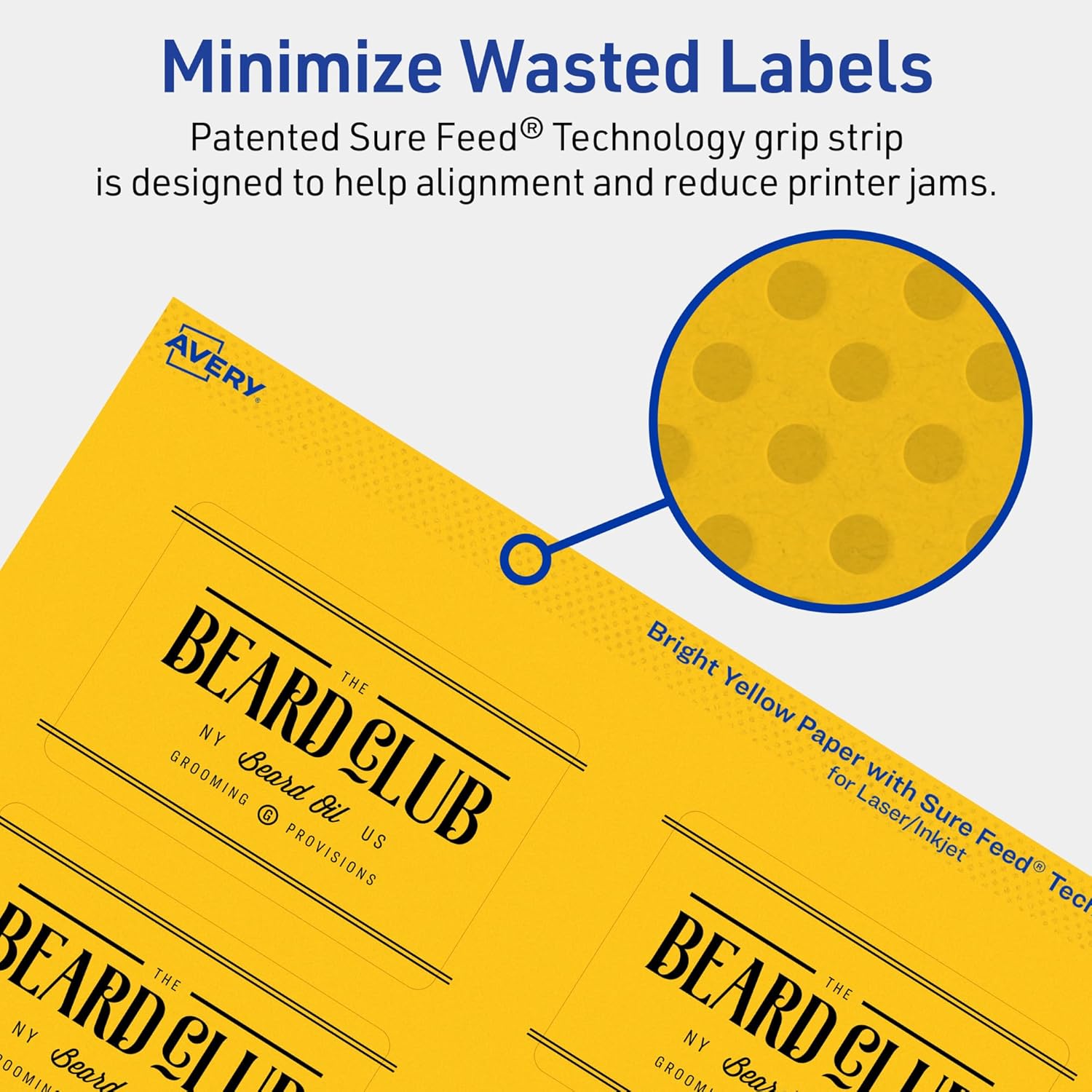 Avery Printable Rectangle Labels, Sure Feed Technology, 2" x 3", Bright Yellow, Print-to-the-Edge, Laser/Inkjet