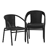 Flash Furniture Lila Rattan Stackable Indoor/Outdoor Dining Chairs