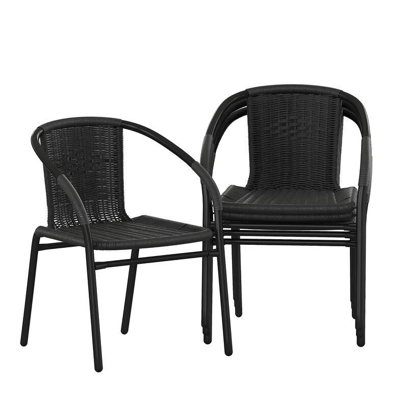 Flash Furniture Lila Rattan Stackable Indoor/Outdoor Dining Chairs