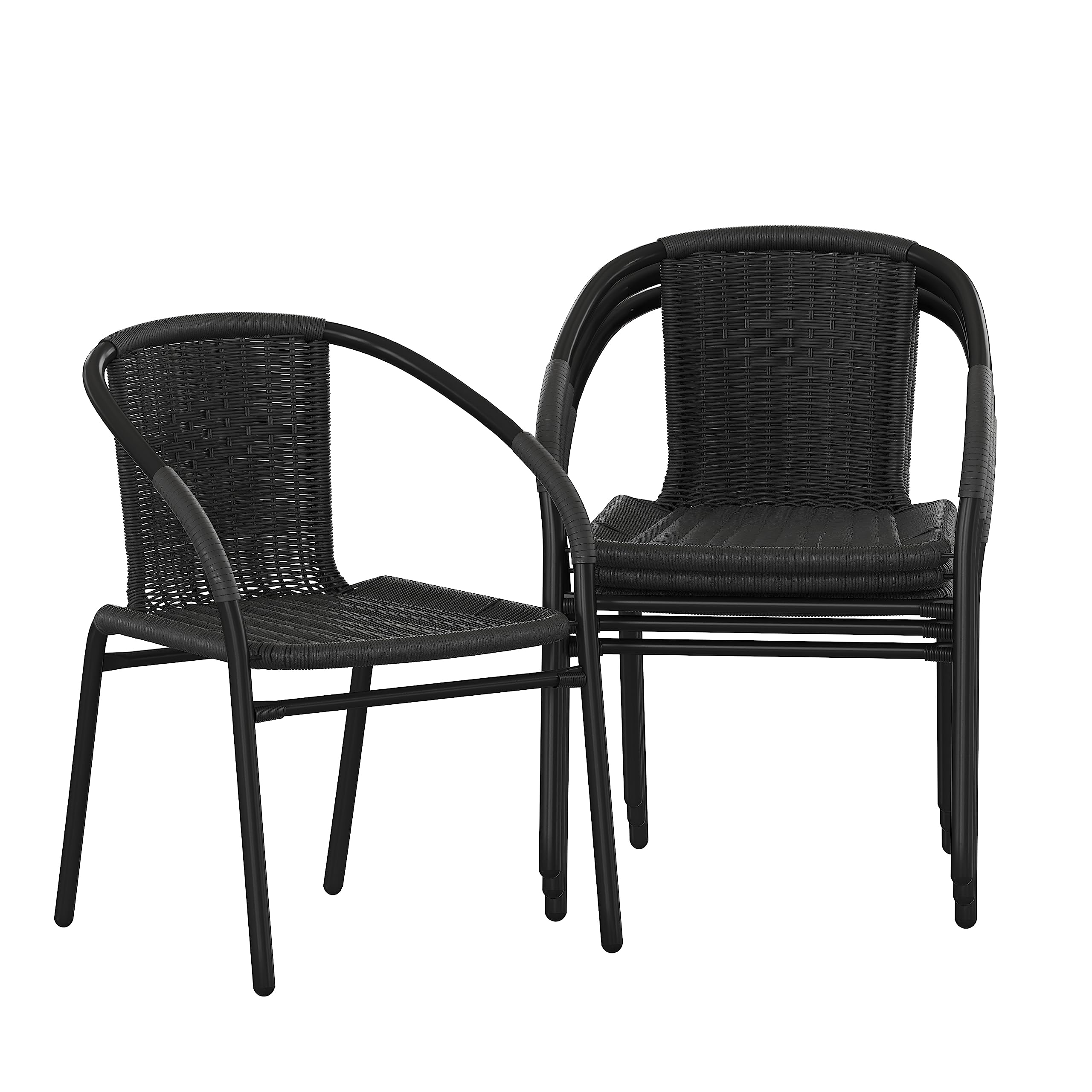 Flash Furniture Lila Rattan Stackable Indoor/Outdoor Dining Chairs