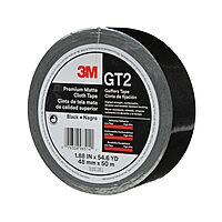 3M Premium Matte Cloth (Gaffers) Tape GT2, High-Strength, Indoor/Outdoor Use, Black, 48 mm x 50 m, 11 mil, 1 Roll, 98514