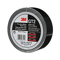 3M Premium Matte Cloth (Gaffers) Tape GT2, High-Strength, Indoor/Outdoor Use, Black, 48 mm x 50 m, 11 mil, 1 Roll, 98514