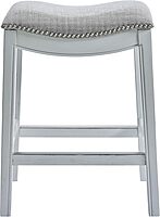 New Ridge Home Goods Zoey 26in. Counter-Height Backless Wood Saddle-Seat Barstool with Nailhead Trim, Alabaster White COUNTER HEIGHT- 26"