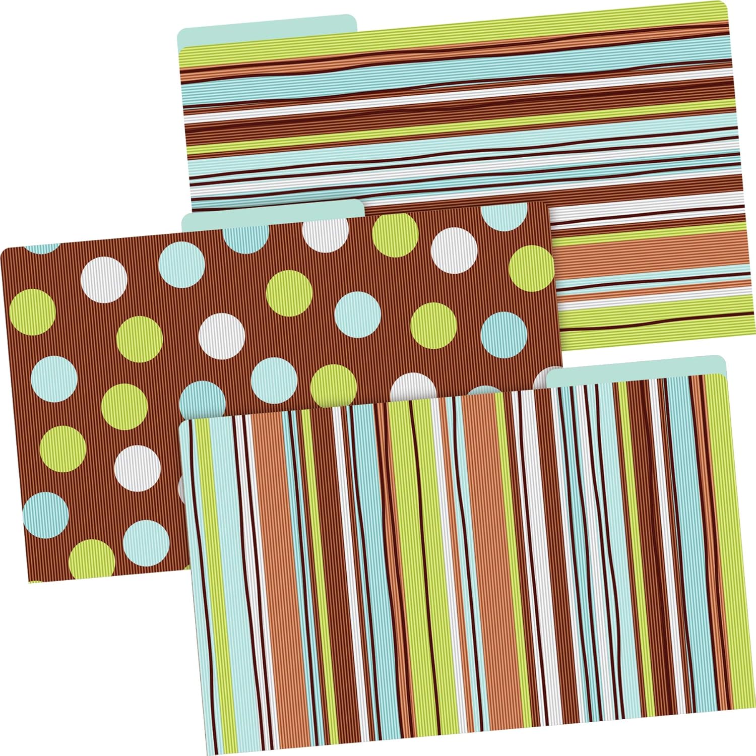 Barker Creek File Folders - Set of 9 Ribbon by The Yard Legal Size Folders, 12pt Stock, Multi-Design Set, 1/3 Cut Tabs