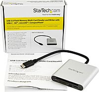 StarTech.com USB 3.0 Flash Memory Multi-Card Reader/Writer with USB-C - SD microSD and CompactFlash Card Reader w/ Integrated USB-C Cable (FCREADU3C) Multi-card USB-C