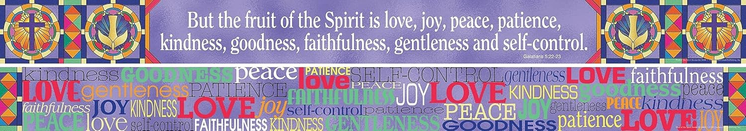 Barker Creek Double-Sided Spiritual Border with Inspirational Verse, Fruit of The Spirit, for Bulletin Boards