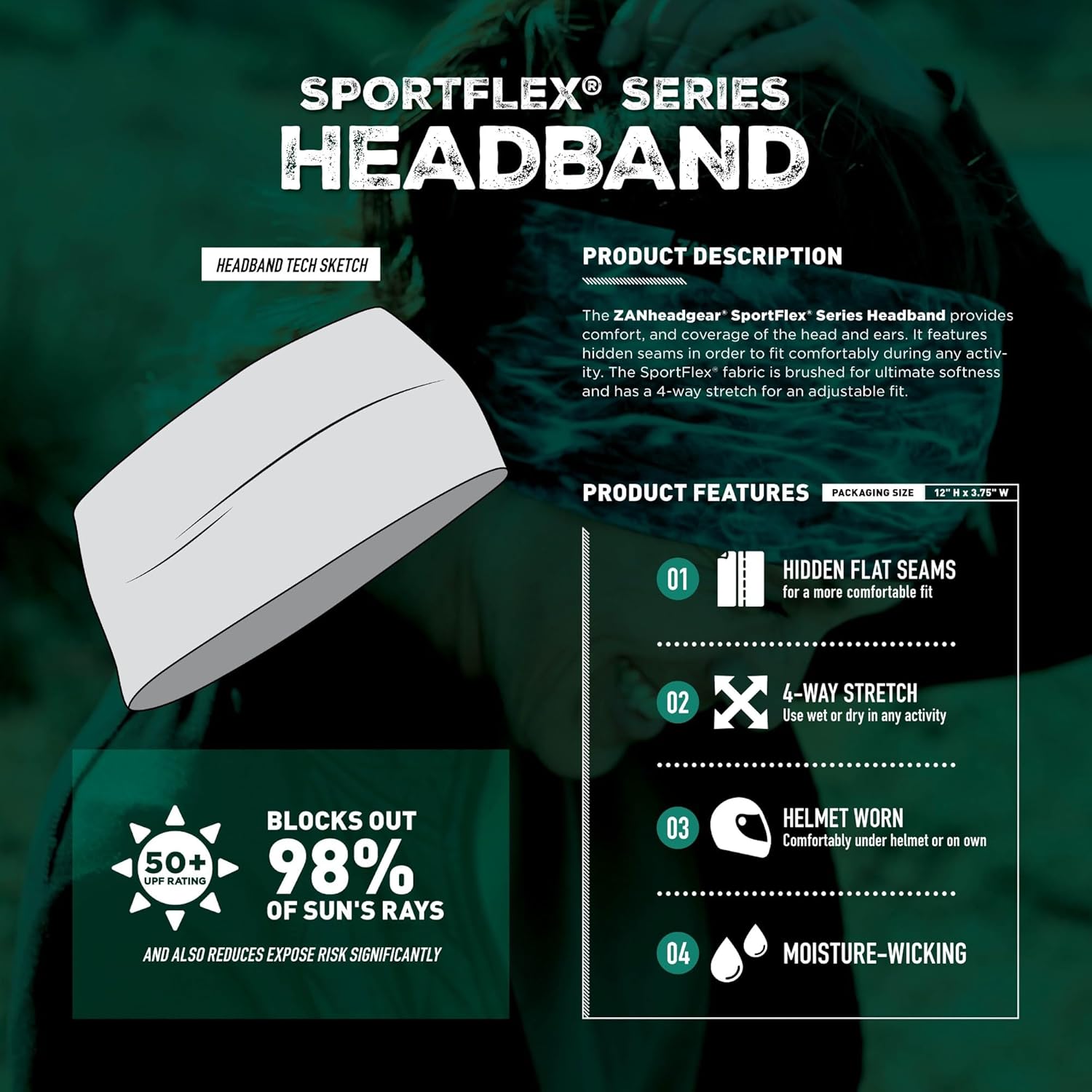 Zanheadgear® Headband SportFlex® Series Black & Red Roses