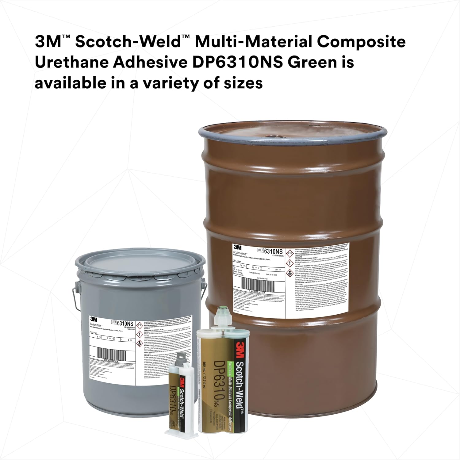 3M Scotch-Weld Composite Urethane Adhesive DP6310NS Green, 48.5 mL Duo-Pak