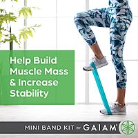 Gaiam Restore Mini Band Kit, Set of 3, Light, Medium, Heavy Lower Body Loop Resistance Bands for Legs and Booty Exercises & Workouts, 12" x 2" Bands Light Resistance