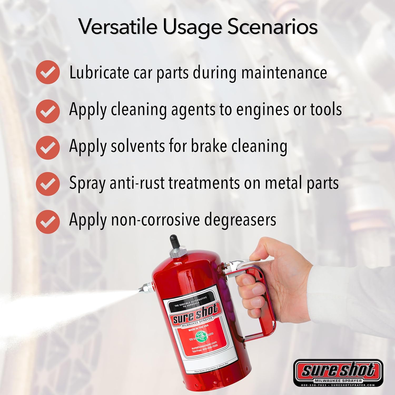 Sure Shot A1000R 1 Quart Enameled Steel Sprayer, Red