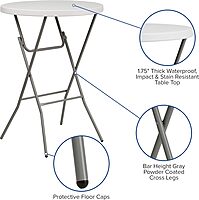 Flash Furniture Kathryn 2.63' Round Folding Bar Height Table for Parties and Commercial Events