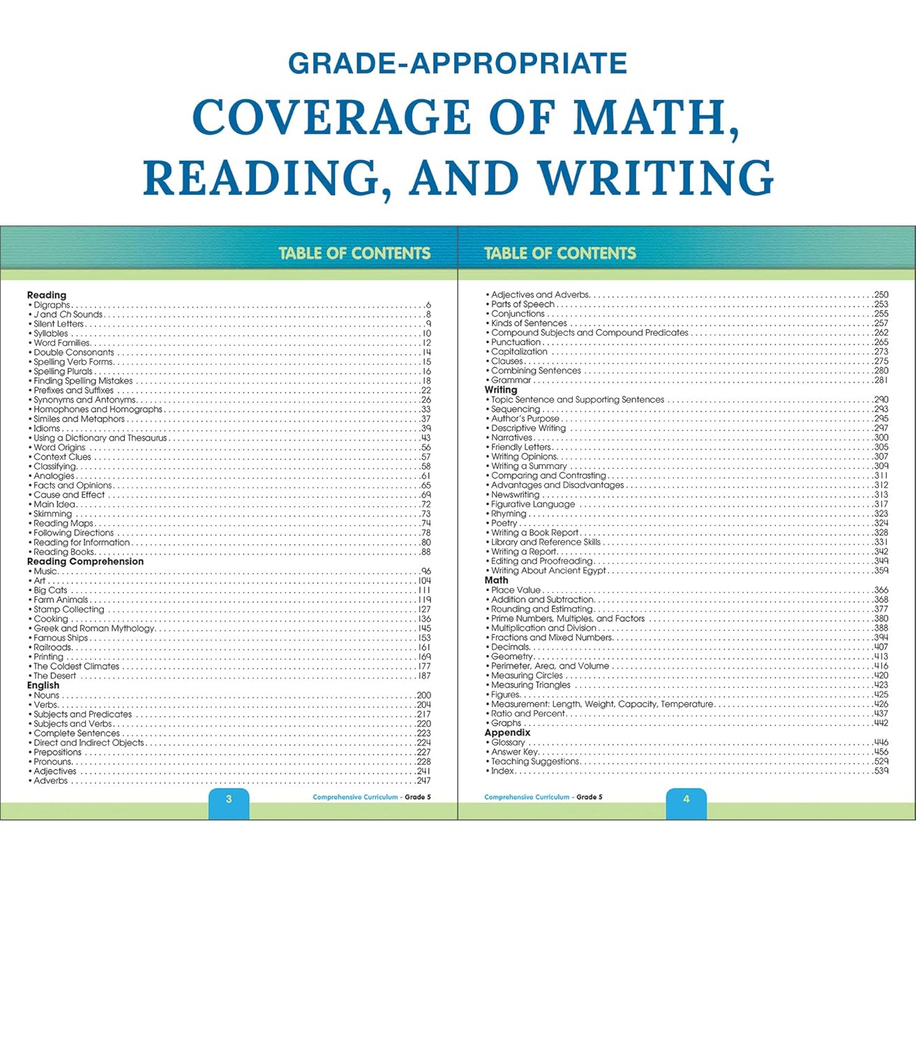 Carson Dellosa Comprehensive Curriculum of Basic Skills 5th Grade Workbooks All Subjects, Reading Comprehension