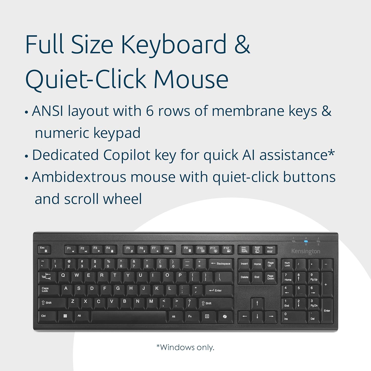 Kensington KM270 EQ Rechargeable Bluetooth Keyboard & Mouse Desktop Set