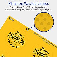 Avery Printable Round Labels, Sure Feed Technology, 2-3/4" Diameter, Bright Yellow Labels, Print-to-The-Edge