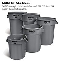 Rubbermaid BRUTE Commercial Flat Round Lid for BRUTE Containers