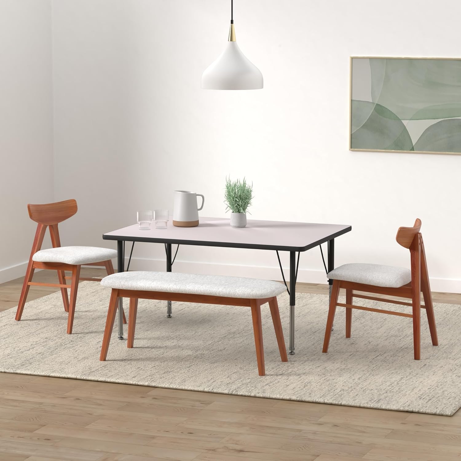 Flash Furniture Wren 36''W x 72''L Rectangular Grey Thermal Laminate Activity Table - Height Adjustable Short Legs