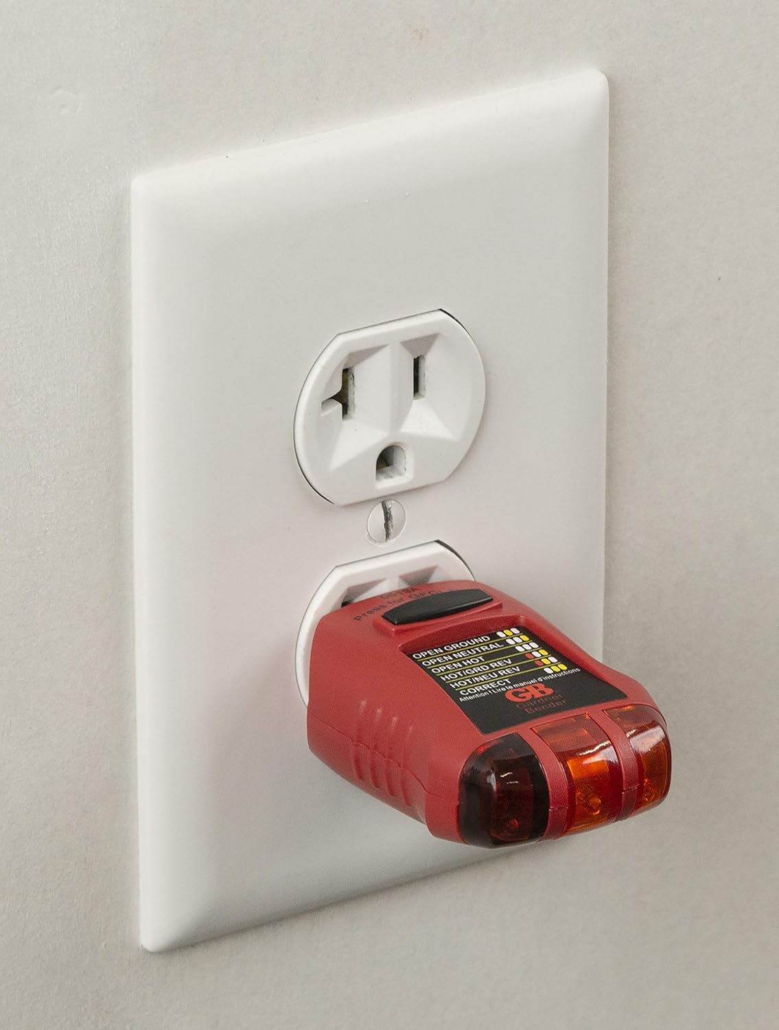 Gardner Bender GFI-3501 Ground Fault Receptacle Tester & Circuit Analyzer, 110-125V AC, 7 LED Tests (Red)