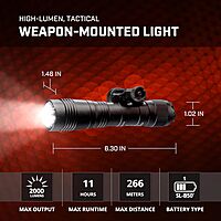 Streamlight 89009 ProTac 2.0 2000-Lumen Rail Mount High Lumen Tactical Rechargeable Long Weapon-Mounted Flashlight