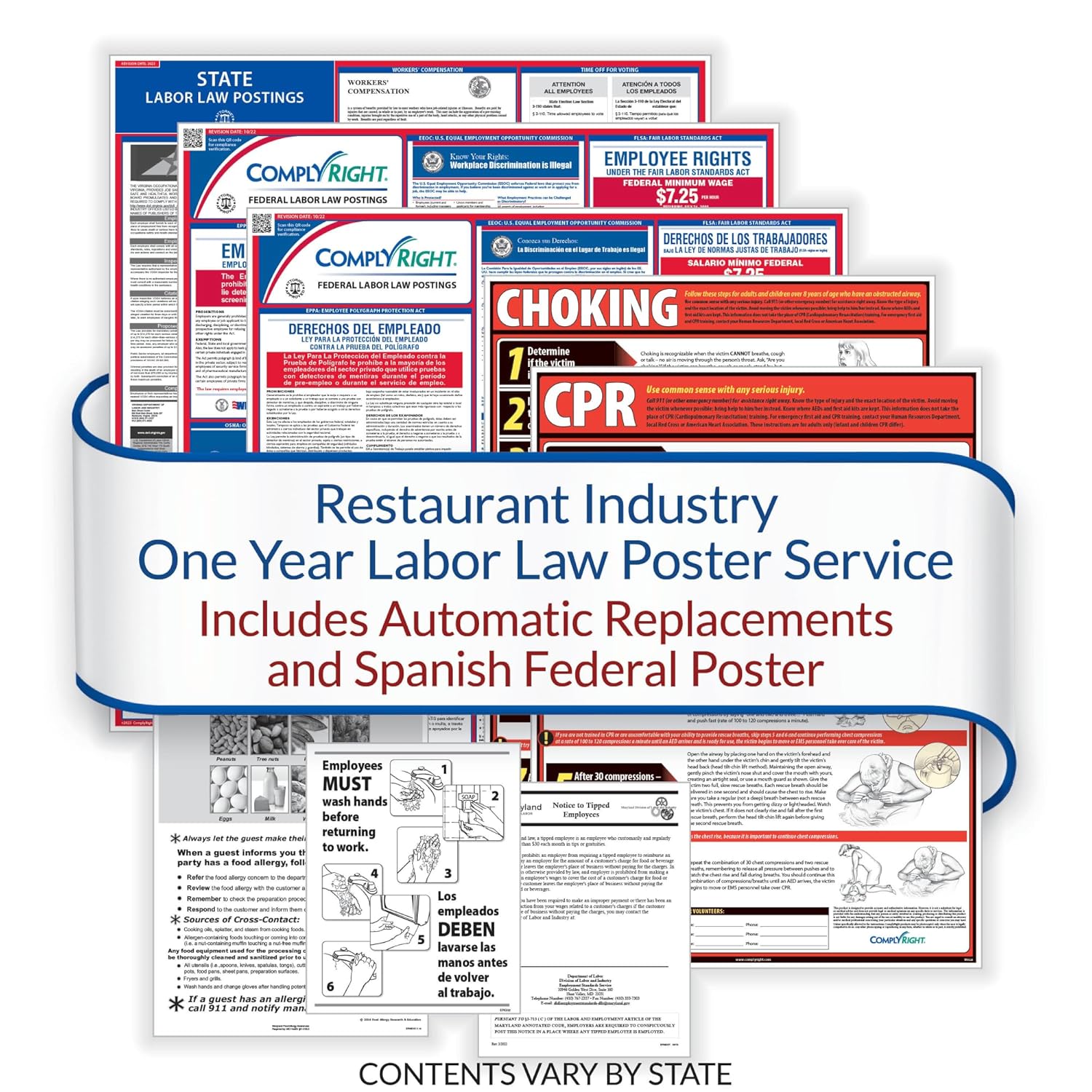 ComplyRight Restaurant Federal (Bilingual) And State (English) Labor Law 1-Year Poster Service, North Dakota