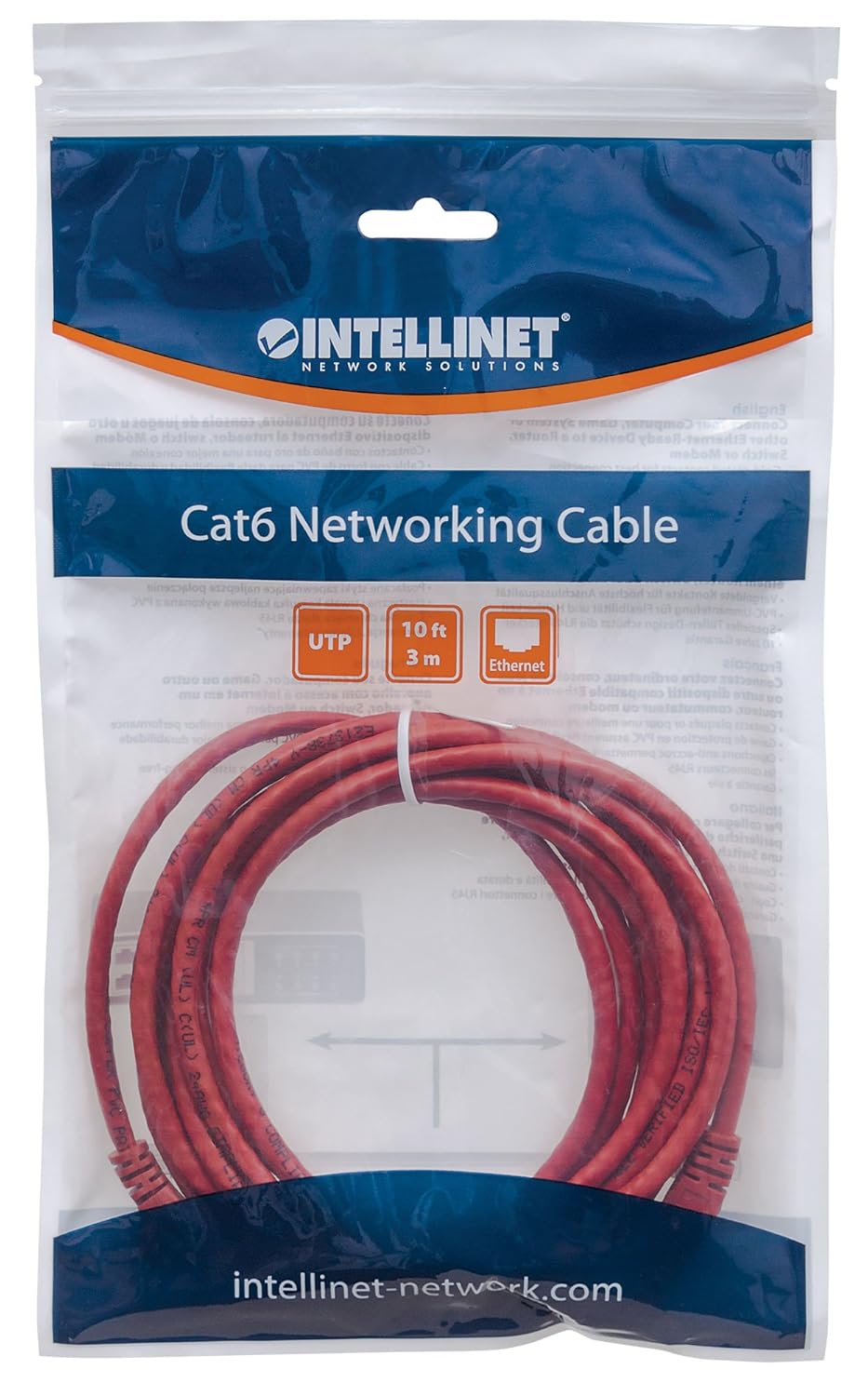 Intellinet Network Solutions Cat5e/Cat6 RJ-45 to RJ-45 U/UTP Snagless Patch Cable