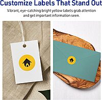 Avery Printable Round Labels, Sure Feed Technology, 1" Diameter, Bright Yellow, Print-to-The-Edge, Laser/Inkjet