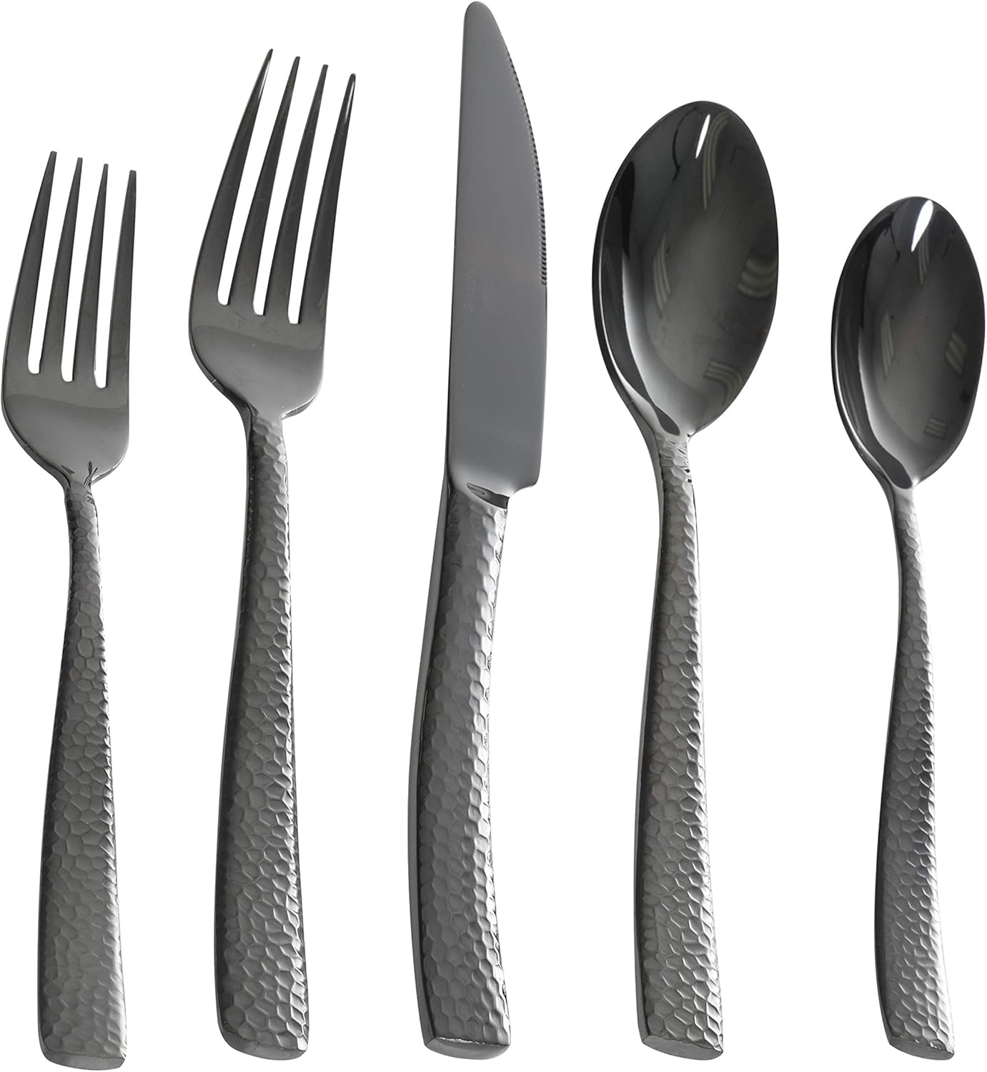 Gibson Home Gibson Elite Flatware Set, Service for 4 (20pcs), Hammered Black