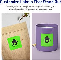 Avery Printable Square Labels, Sure Feed Technology, 2-1/8" x 2-1/8", Neon Green Labels, Print-to-The-Edge