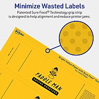 Avery Printable Rectangle Labels, Sure Feed Technology, 2-1/4" x 7-3/4", Bright Yellow, Print-to-The-Edge