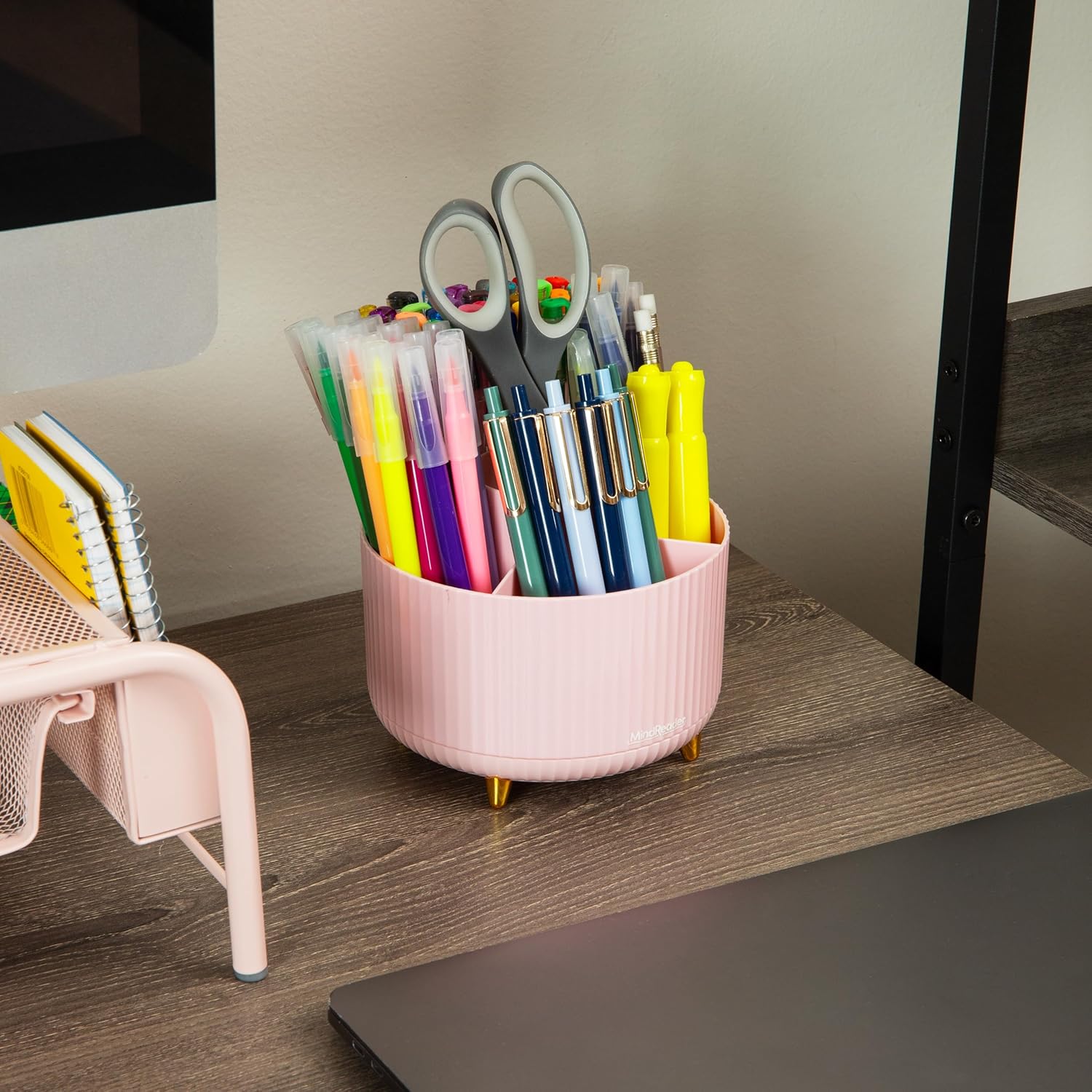 Mind Reader Rotating Pen Cup Accessory Holder Desktop Organizer