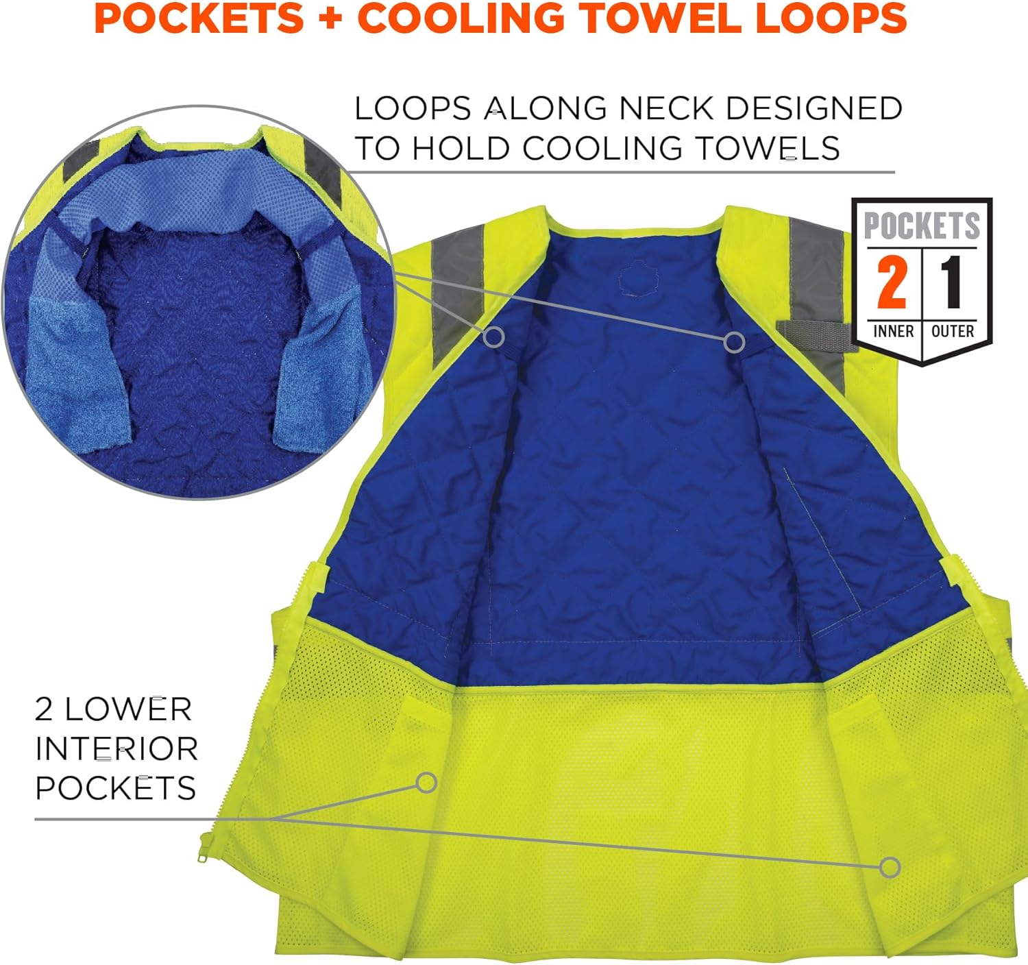 ERGODYNE Chill-Its 6668 Hi-Vis Safety Cooling Vest - Type R Class 2