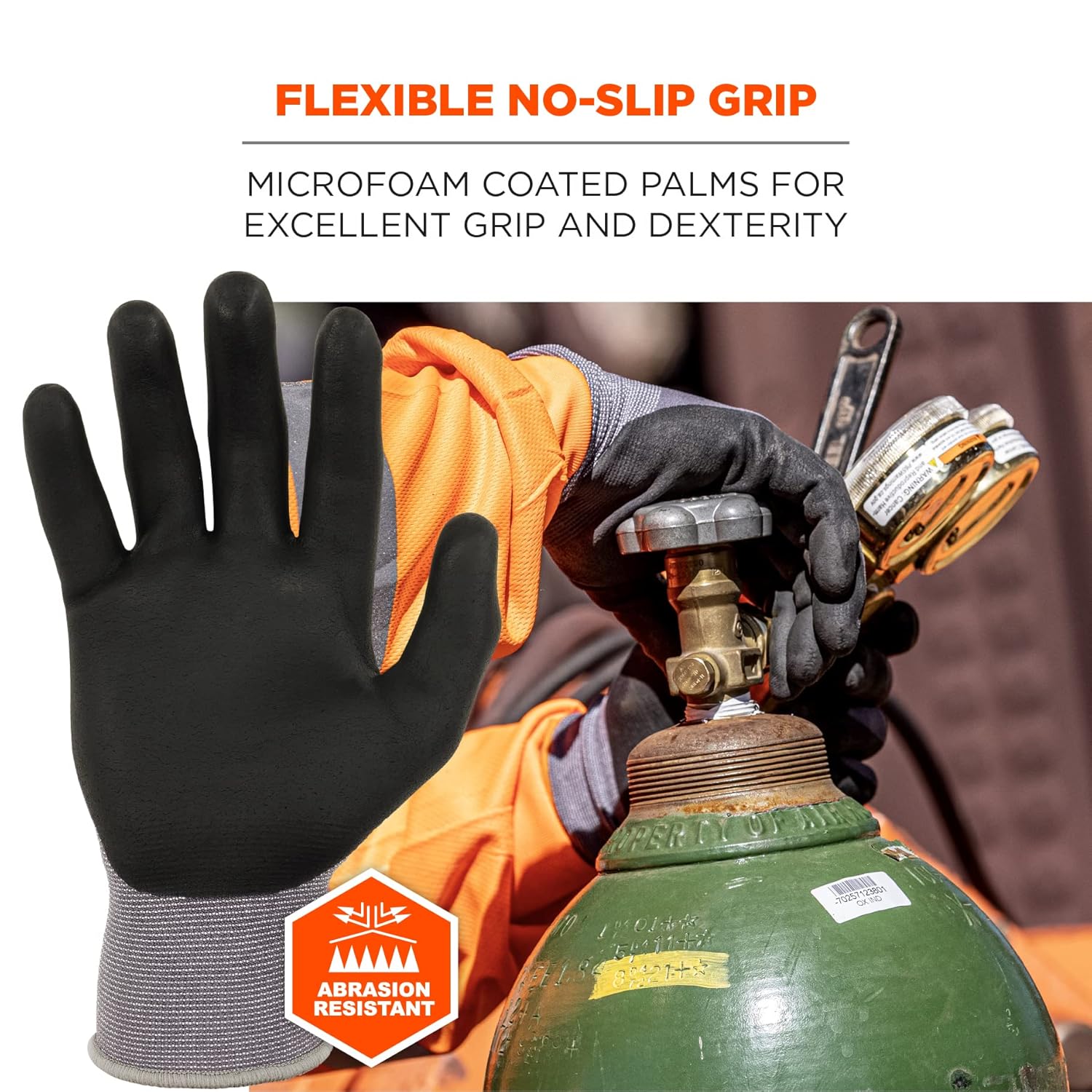 Ergodyne ProFlex 7000 Nitrile-Coated Gloves, Microfoam Palm, Gray, Medium, 12 Pairs