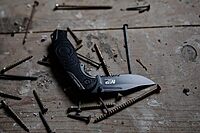 Smith & Wesson M&P SWMP13GS 8.2in High Carbon S.S. Folding Knife with 3.5in Serrated Clip Point Blade and Aluminum Handle for Outdoor, Tactical, Survival and EDC,Black