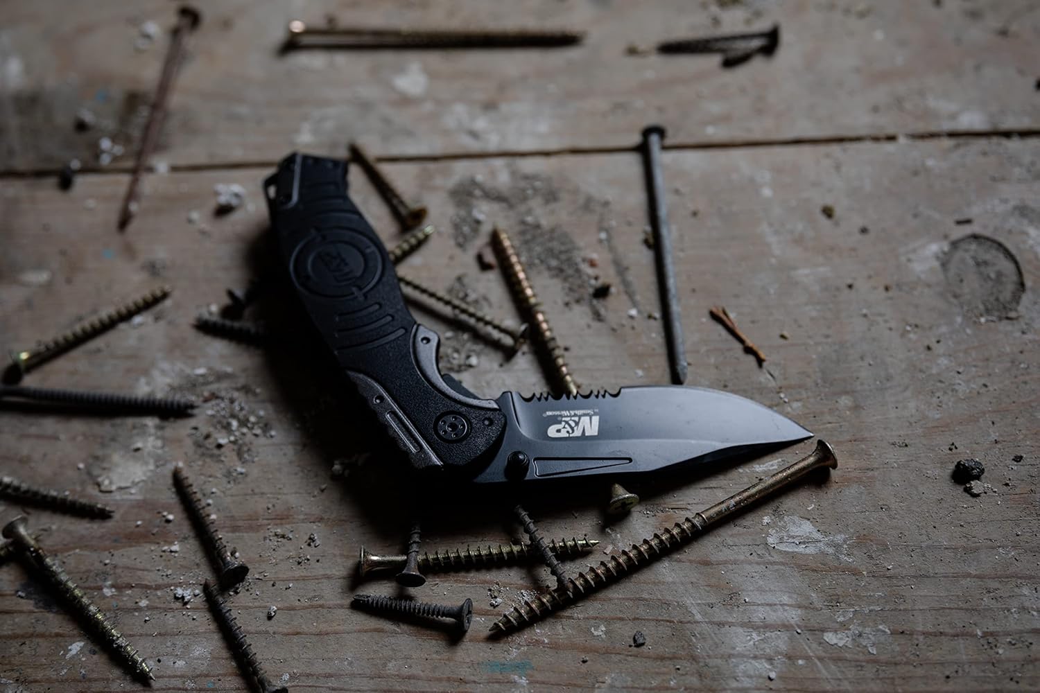 Smith & Wesson M&P SWMP13GS 8.2in High Carbon S.S. Folding Knife with 3.5in Serrated Clip Point Blade and Aluminum Handle